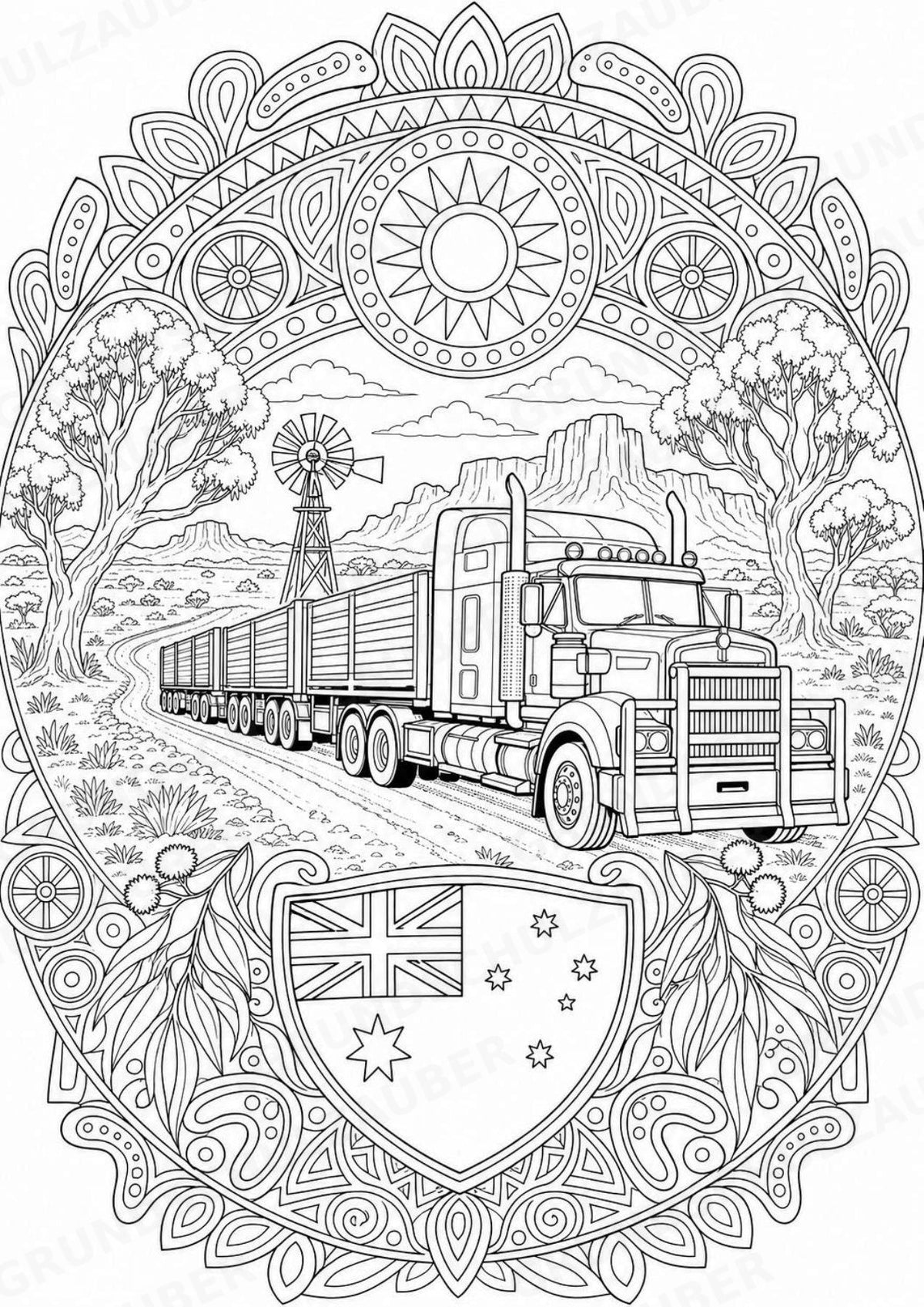 Australien Mandalas Ausmalbilder – Länder und Kulturen – 15 Malvorlagen – Materialseite 14