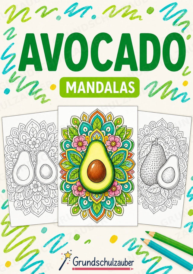 Avocado Mandalas Ausmalbilder – Obst – 15 Malvorlagen – Cover