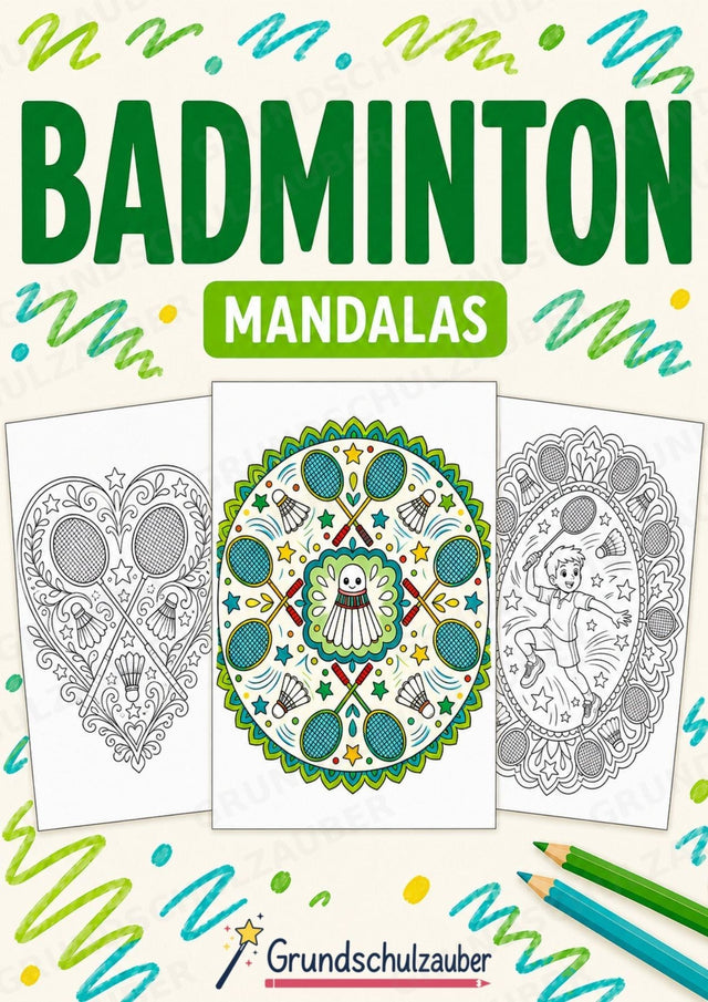 Badminton Mandalas Ausmalbilder – Sport – 15 Malvorlagen – Cover