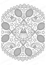 Badminton Mandalas Ausmalbilder – Sport – 15 Malvorlagen – Materialseite 2