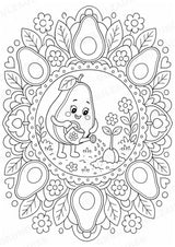 Avocado Mandalas Ausmalbilder – Obst – 15 Malvorlagen – Materialseite 9