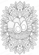 Avocado Mandalas Ausmalbilder – Obst – 15 Malvorlagen – Materialseite 10