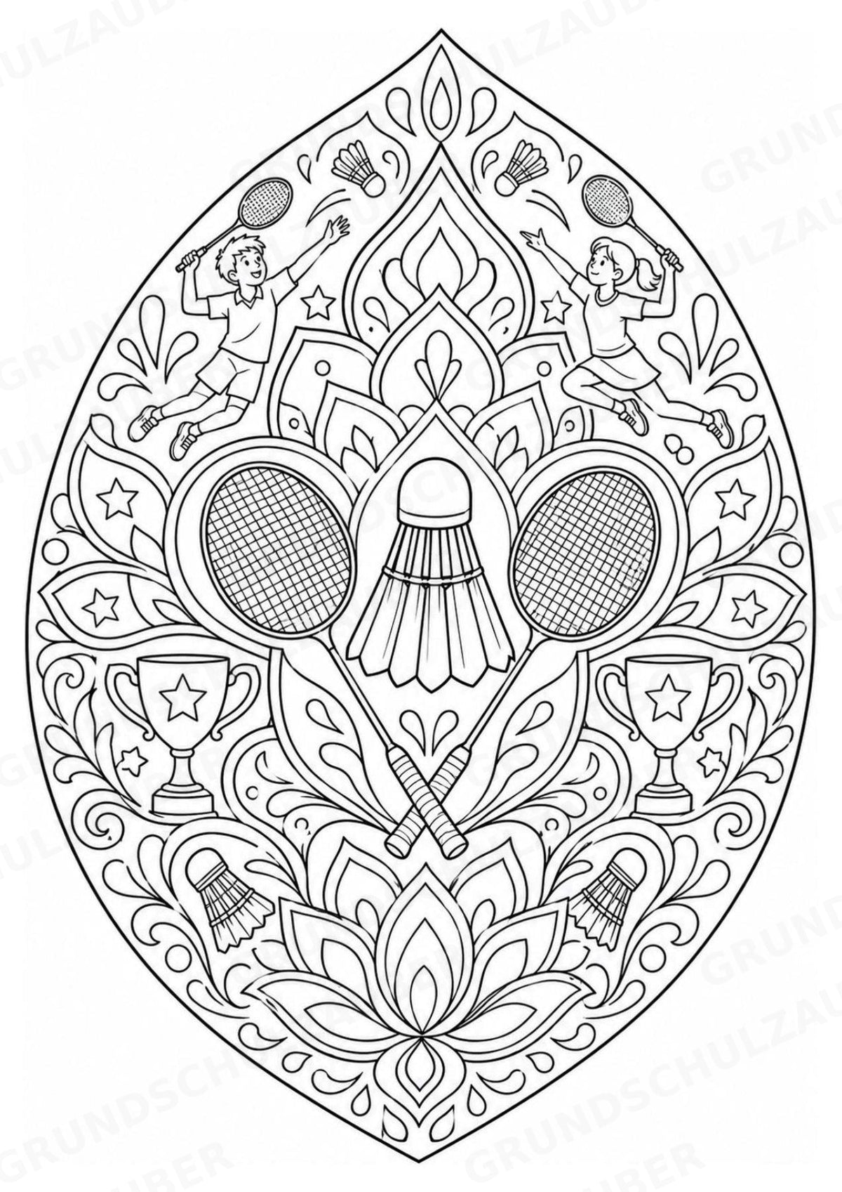 Badminton Mandalas Ausmalbilder – Sport – 15 Malvorlagen – Materialseite 5