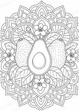 Avocado Mandalas Ausmalbilder – Obst – 15 Malvorlagen – Materialseite 16