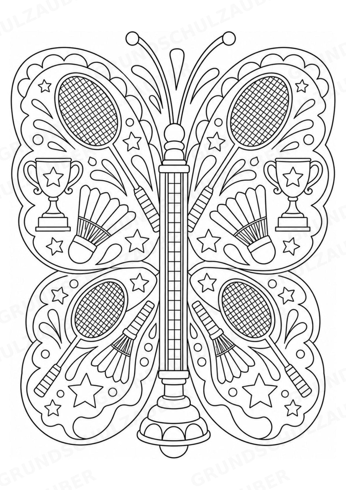Badminton Mandalas Ausmalbilder – Sport – 15 Malvorlagen – Materialseite 13