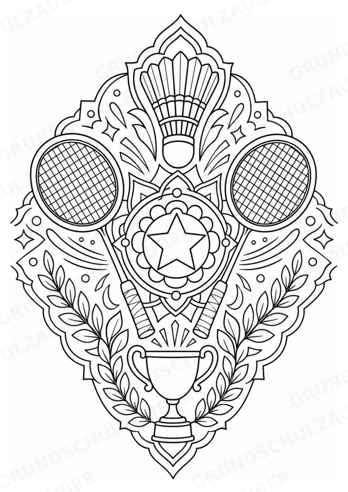 Badminton Mandalas Ausmalbilder – Sport – 15 Malvorlagen – Materialseite 15