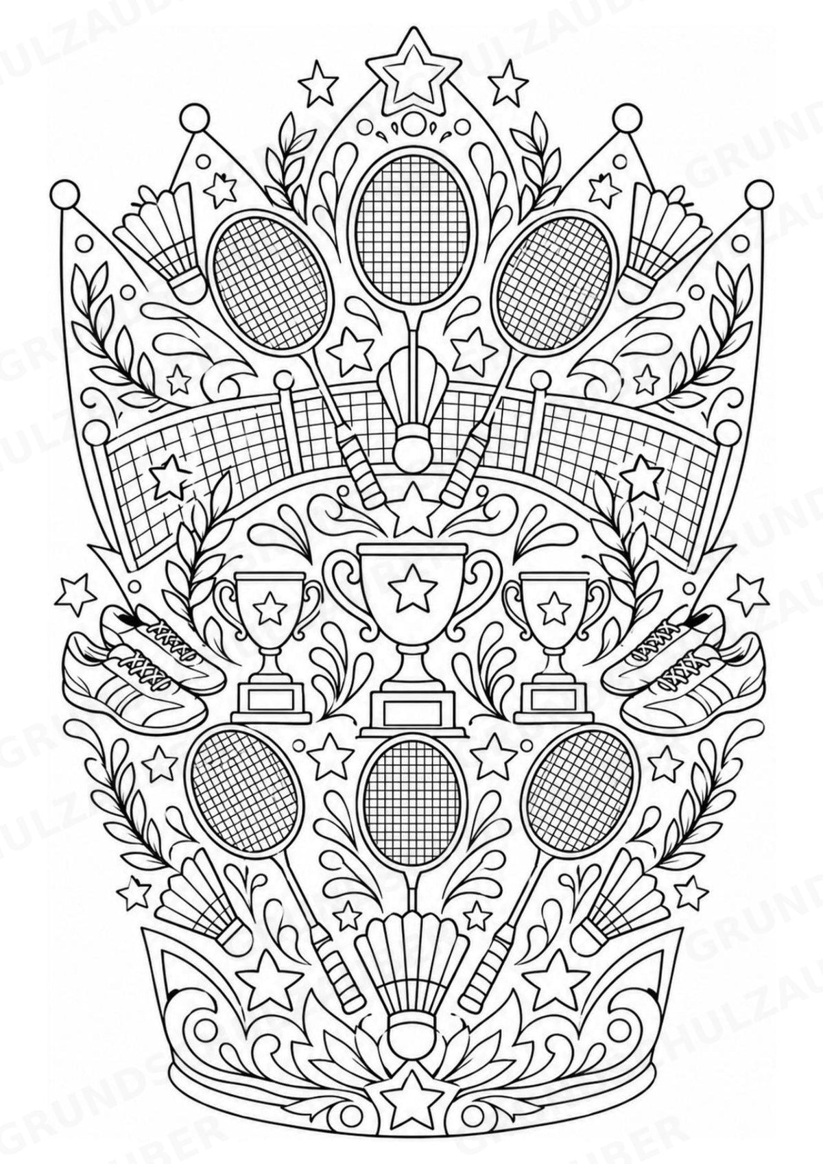 Badminton Mandalas Ausmalbilder – Sport – 15 Malvorlagen – Materialseite 16