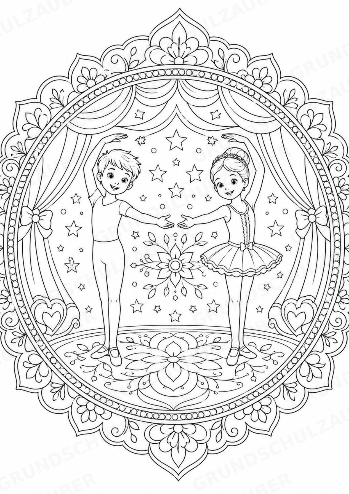 Ballett Mandalas Ausmalbilder – Sport – 15 Malvorlagen – Materialseite 7