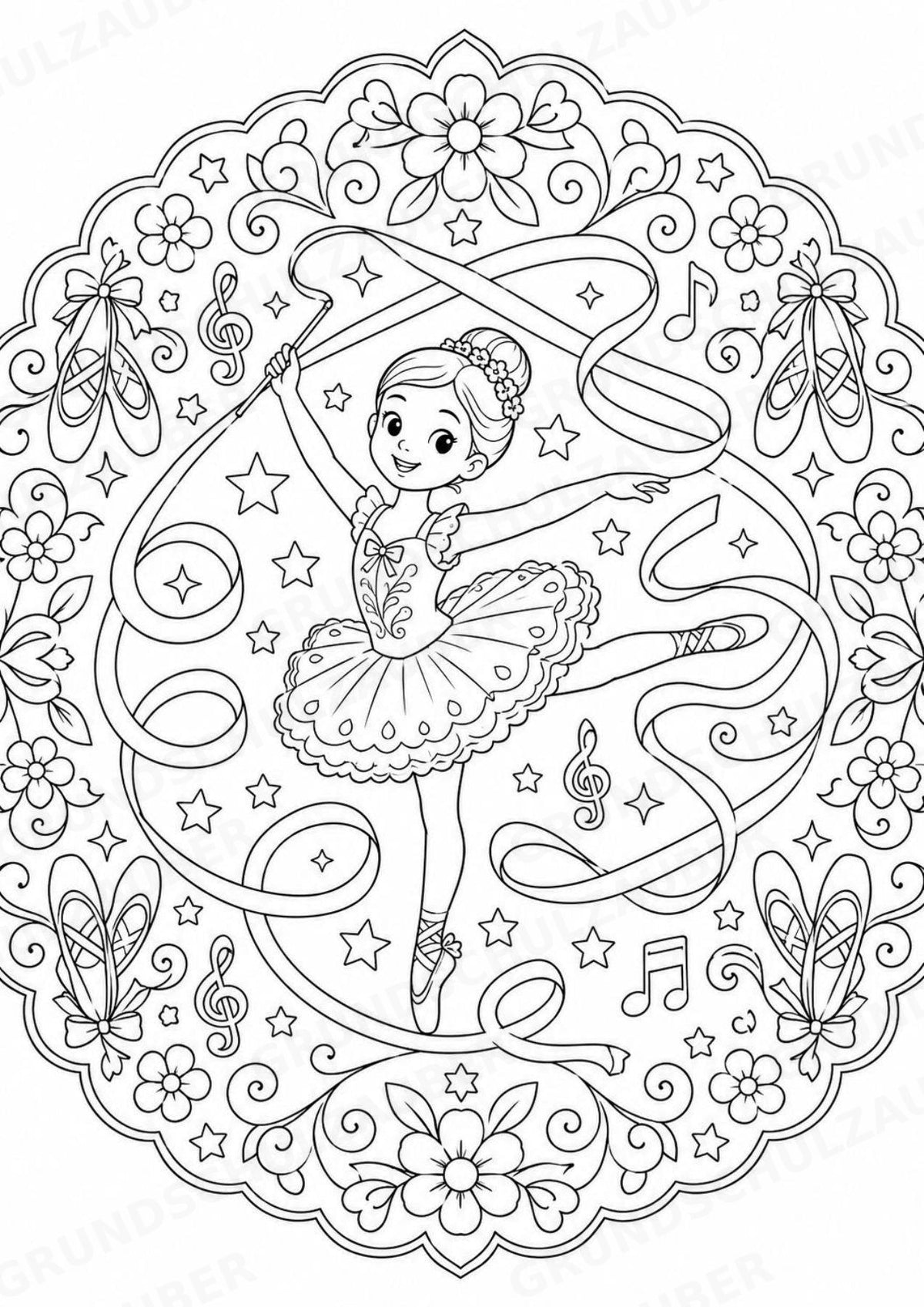 Ballett Mandalas Ausmalbilder – Sport – 15 Malvorlagen – Materialseite 12