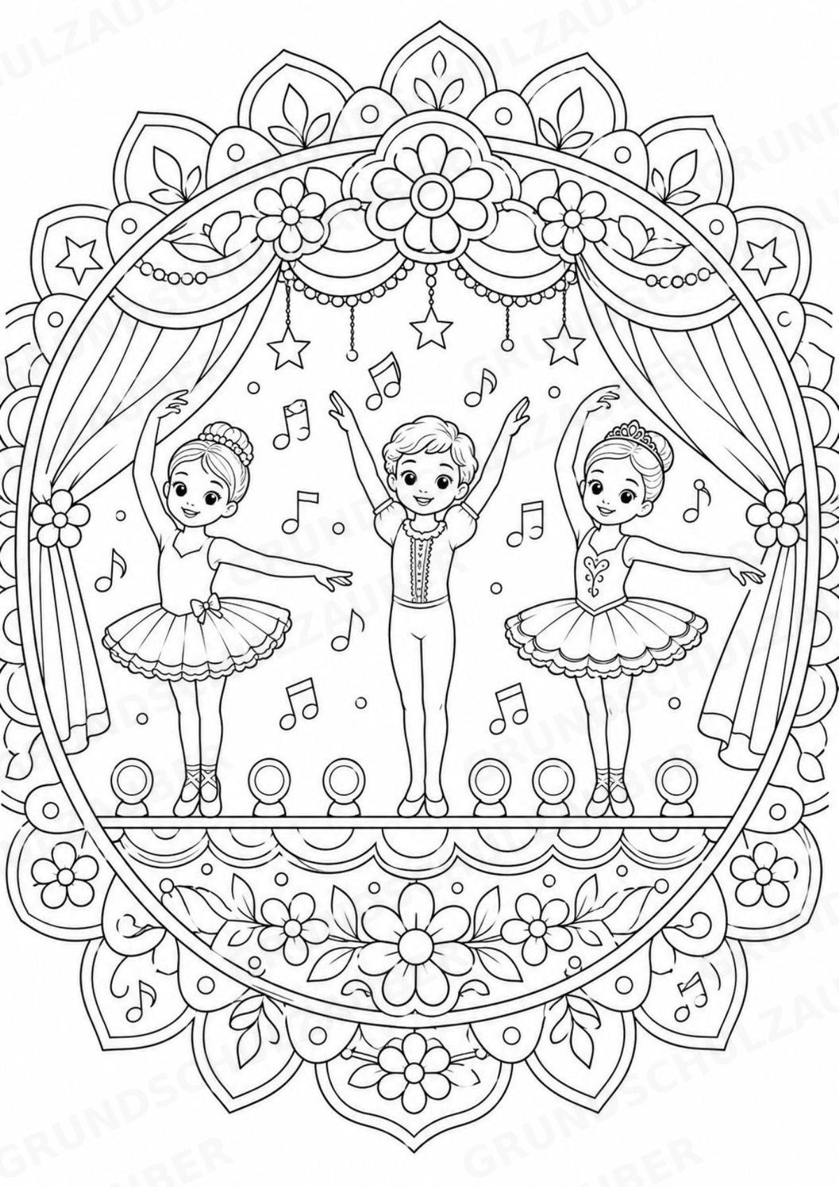 Ballett Mandalas Ausmalbilder – Sport – 15 Malvorlagen – Materialseite 13