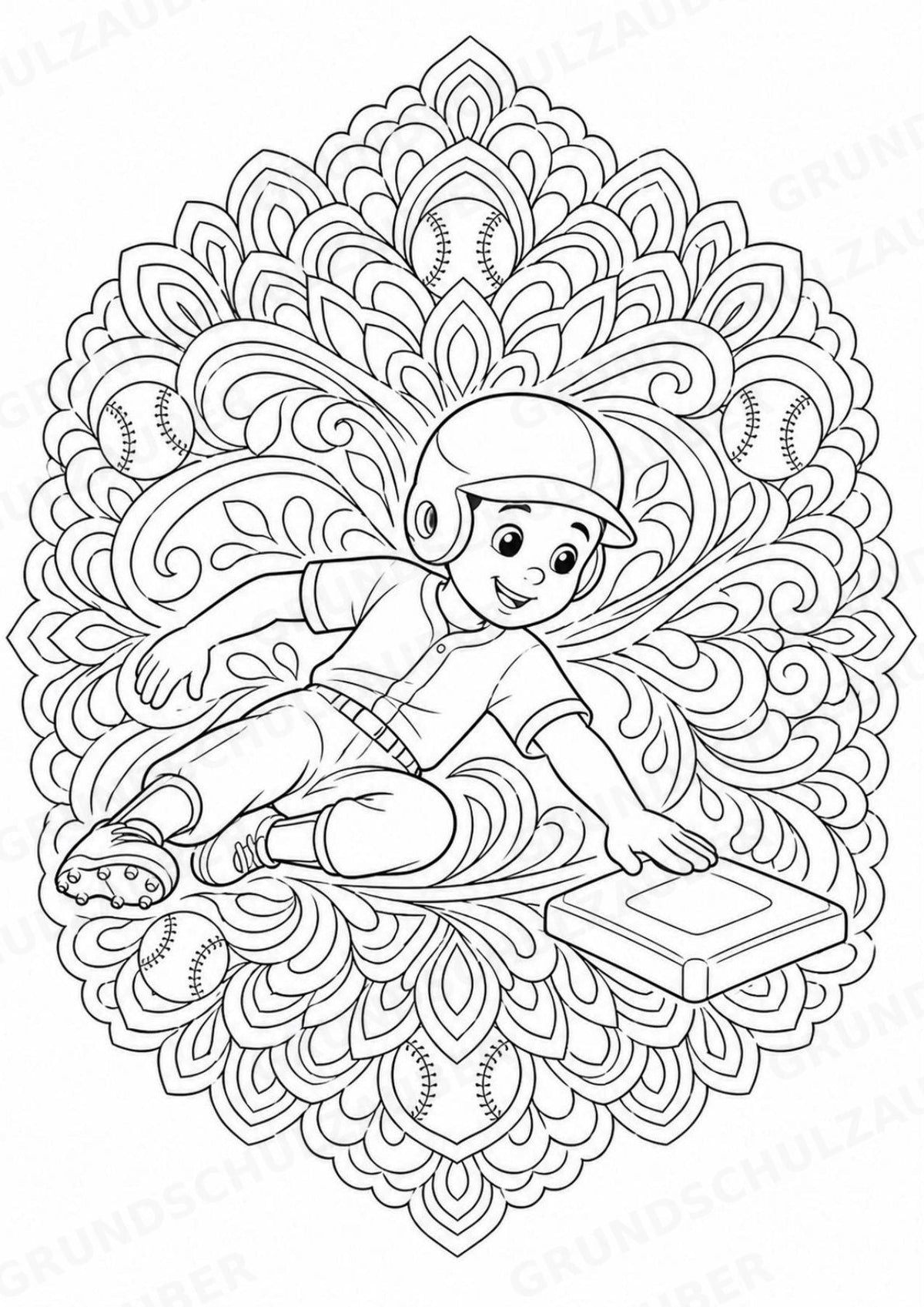 Baseball Mandalas Ausmalbilder – Sport – 15 Malvorlagen – Materialseite 6