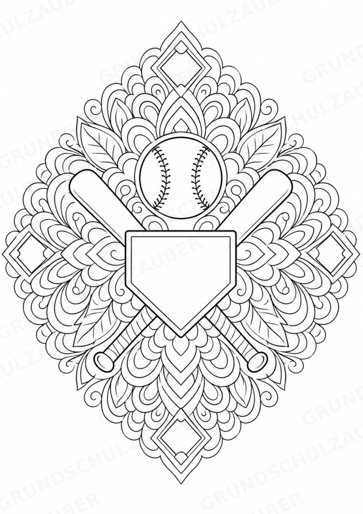 Baseball Mandalas Ausmalbilder – Sport – 15 Malvorlagen – Materialseite 8