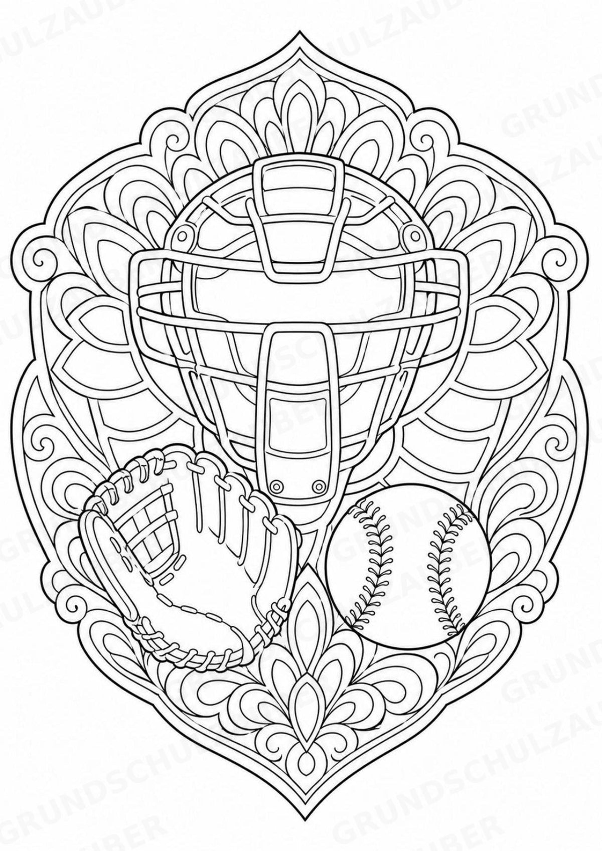Baseball Mandalas Ausmalbilder – Sport – 15 Malvorlagen – Materialseite 9