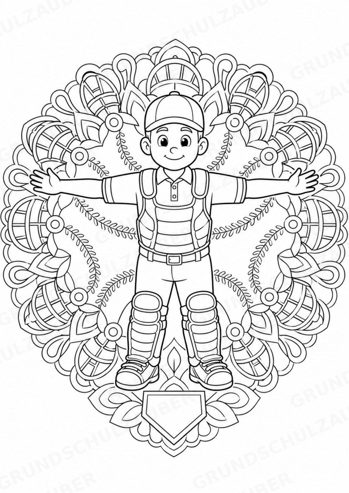 Baseball Mandalas Ausmalbilder – Sport – 15 Malvorlagen – Materialseite 12