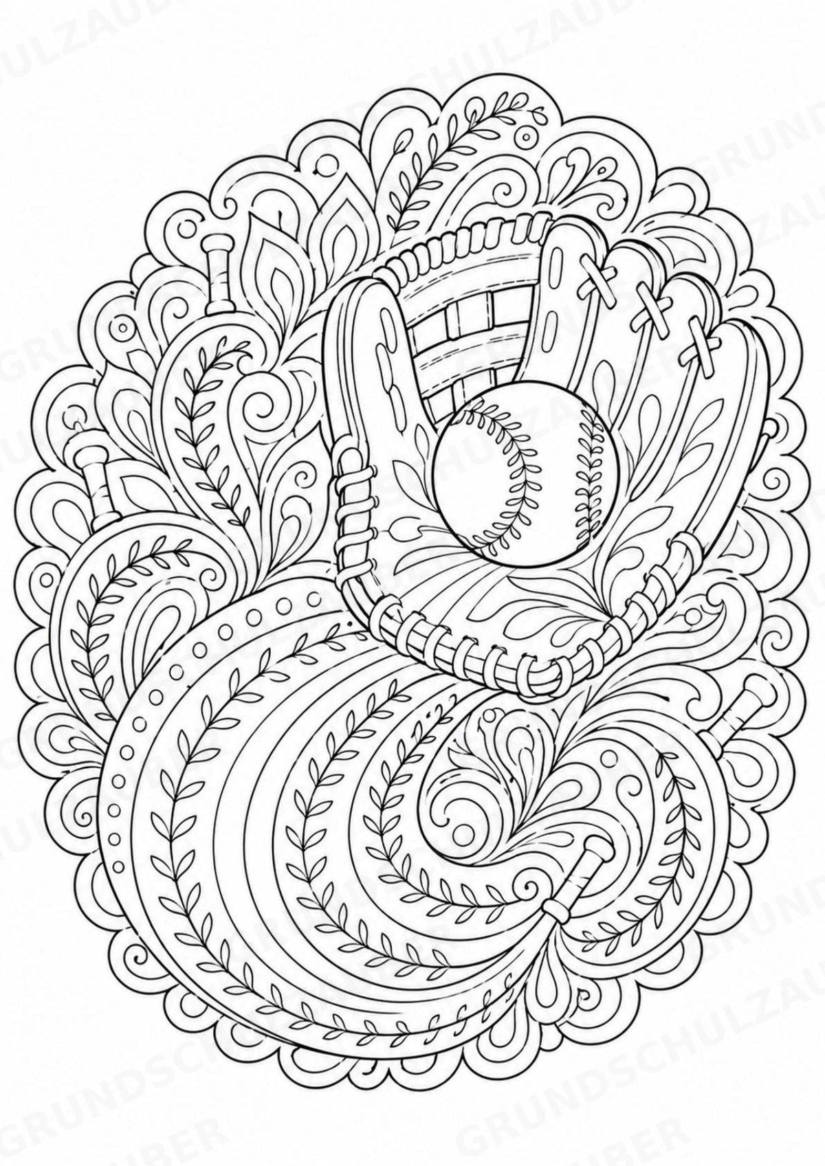 Baseball Mandalas Ausmalbilder – Sport – 15 Malvorlagen – Materialseite 16
