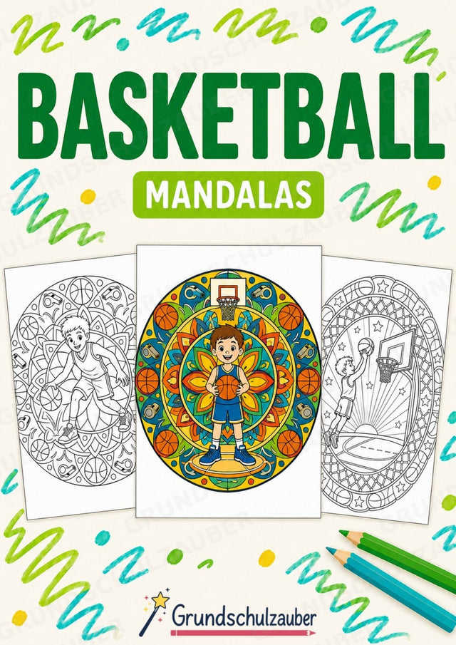 Basketball Mandalas Ausmalbilder – Sport – 15 Malvorlagen – Cover