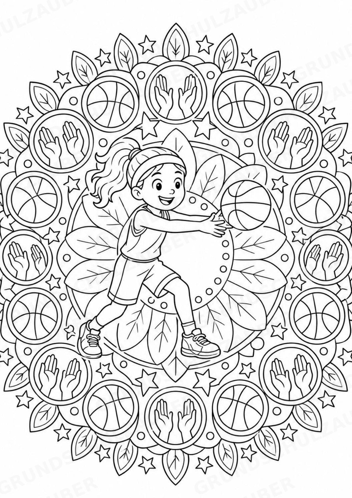 Basketball Mandalas Ausmalbilder – Sport – 15 Malvorlagen – Materialseite 5