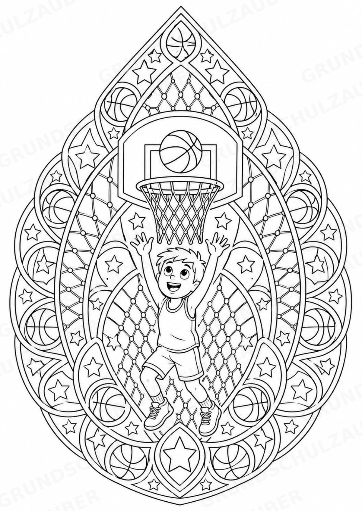 Basketball Mandalas Ausmalbilder – Sport – 15 Malvorlagen – Materialseite 7