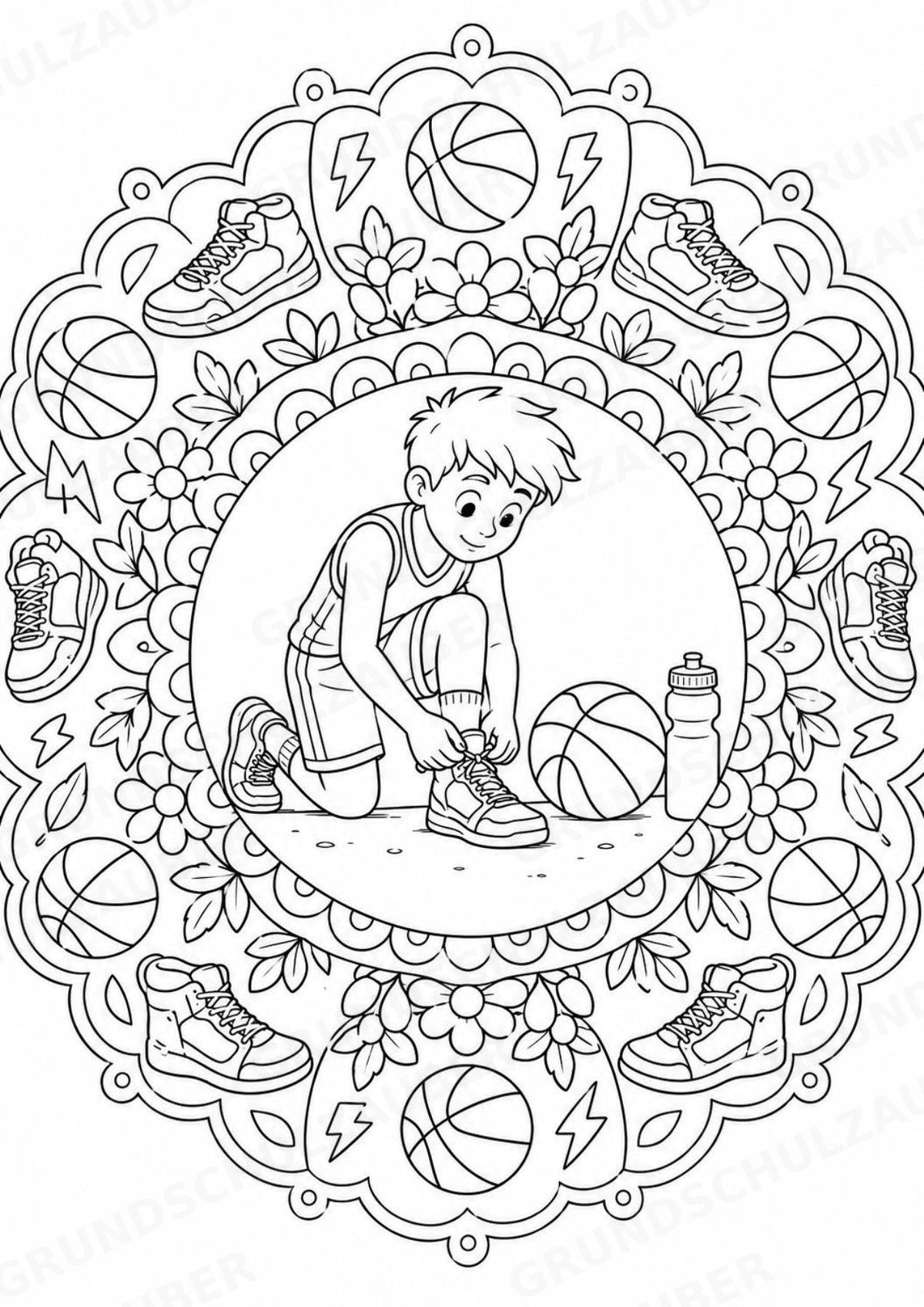 Basketball Mandalas Ausmalbilder – Sport – 15 Malvorlagen – Materialseite 8
