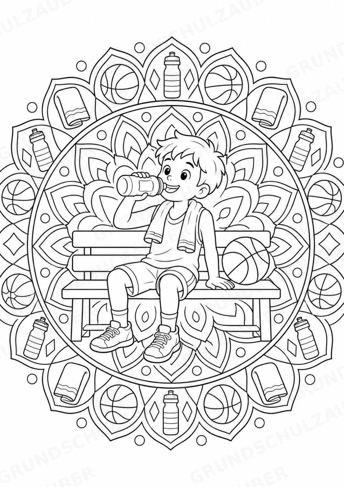 Basketball Mandalas Ausmalbilder – Sport – 15 Malvorlagen – Materialseite 13