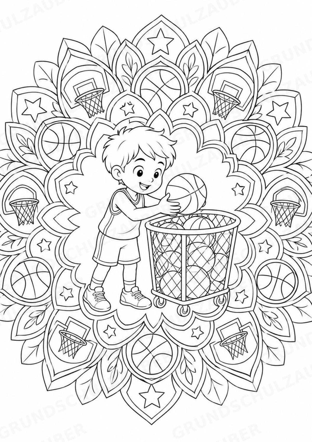 Basketball Mandalas Ausmalbilder – Sport – 15 Malvorlagen – Materialseite 14
