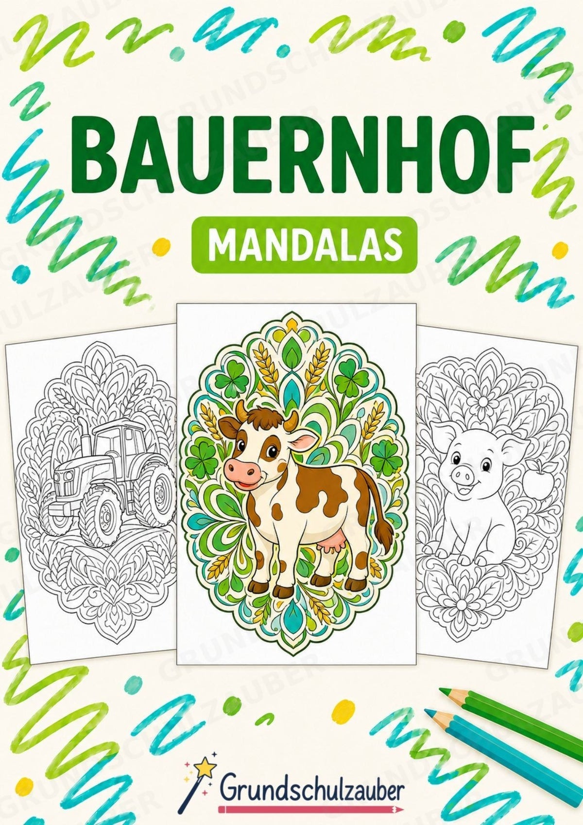 Bauernhof Mandalas Ausmalbilder – Berufe – 15 Malvorlagen – Cover
