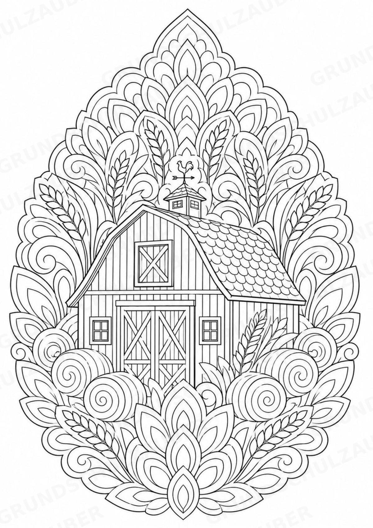 Bauernhof Mandalas Ausmalbilder – Berufe – 15 Malvorlagen – Materialseite 5