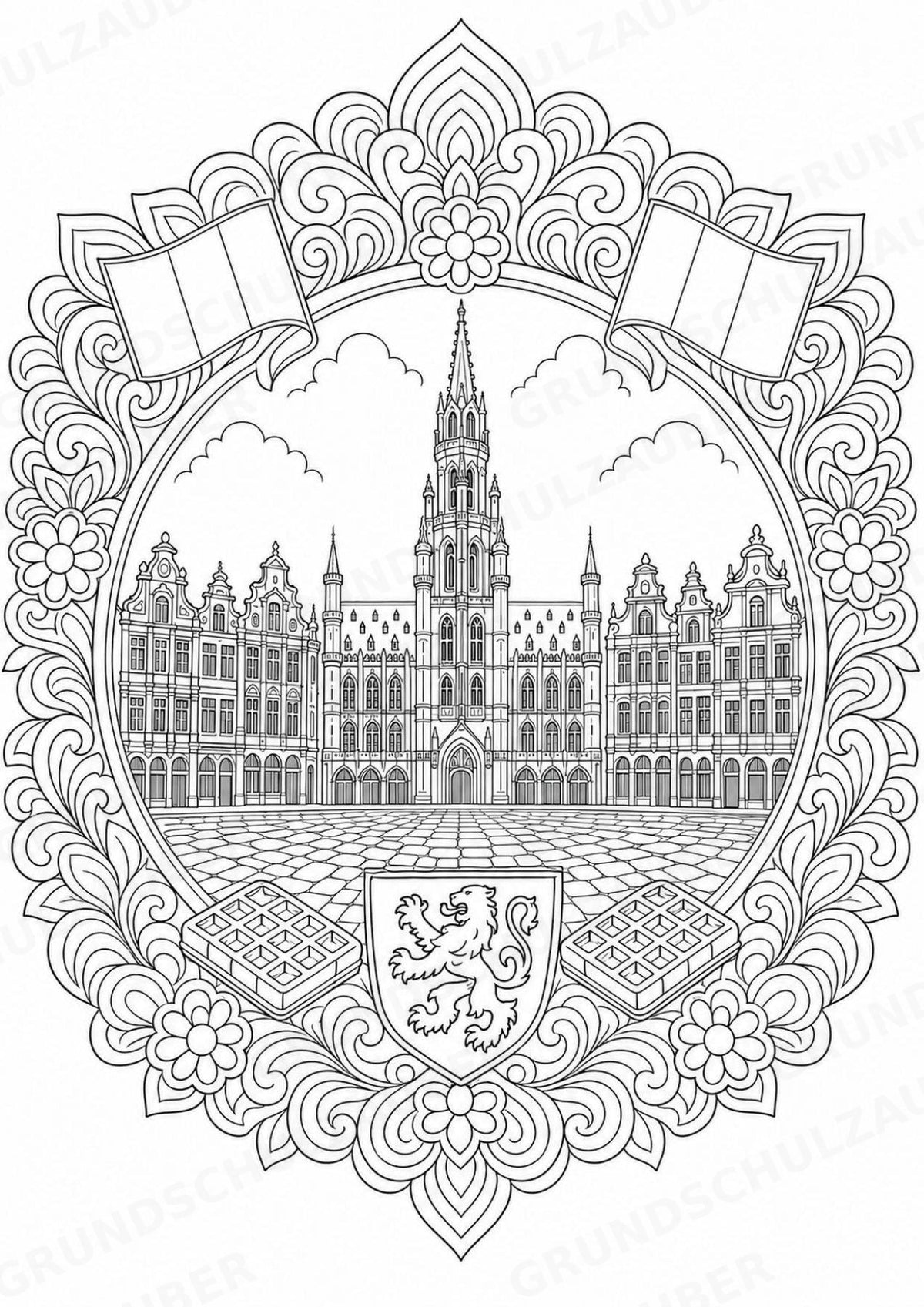 Belgien Mandalas Ausmalbilder – Länder und Kulturen – 15 Malvorlagen – Materialseite 2