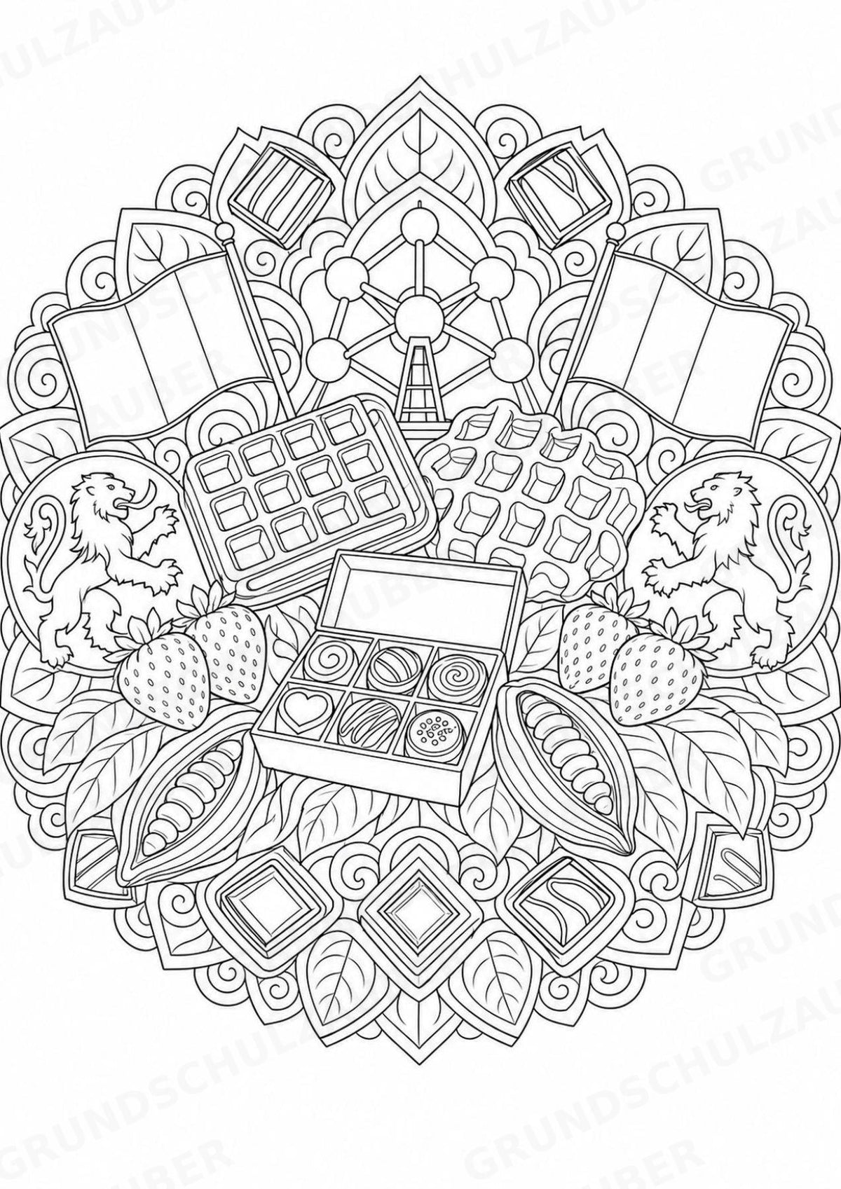 Belgien Mandalas Ausmalbilder – Länder und Kulturen – 15 Malvorlagen – Materialseite 7
