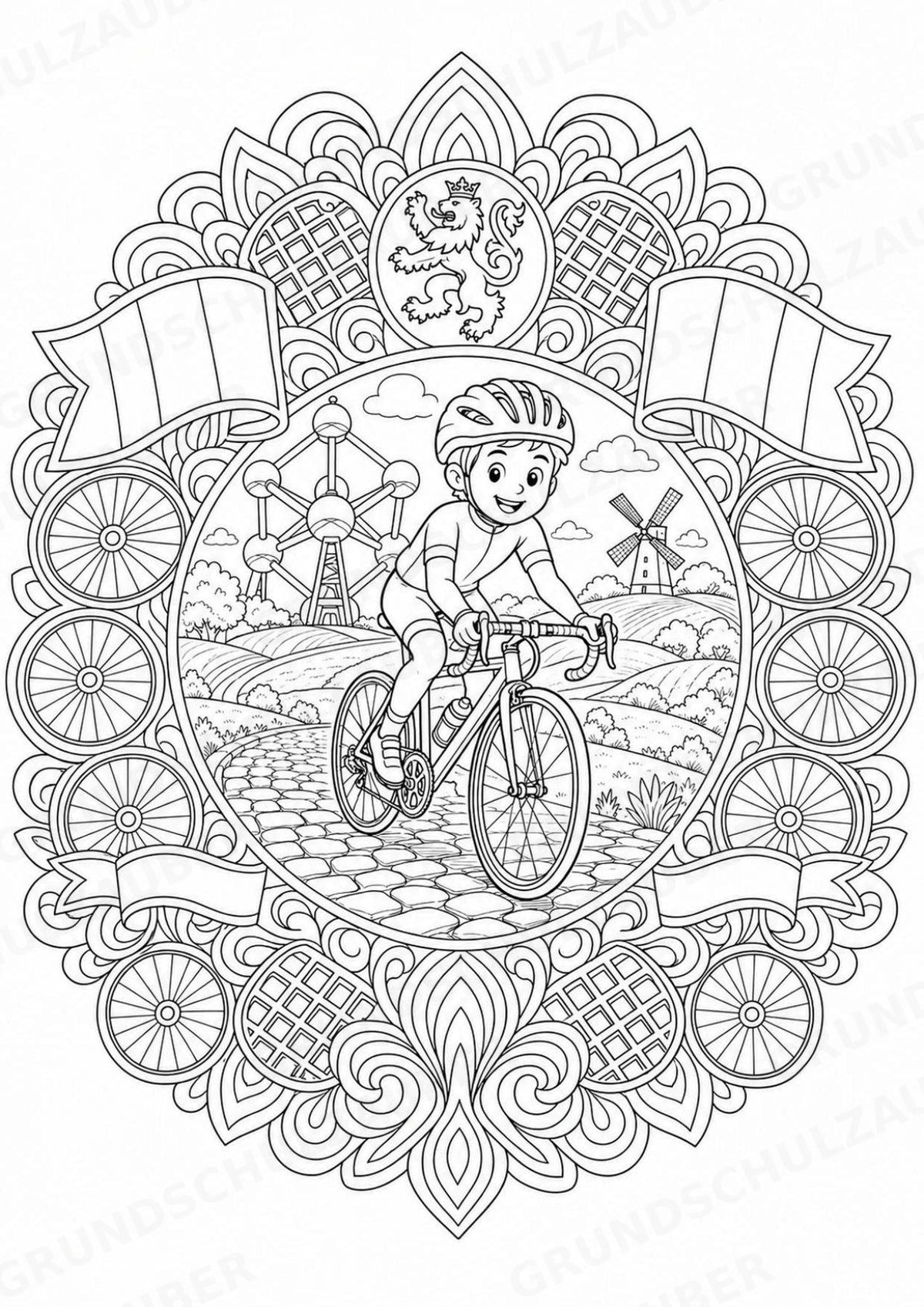 Belgien Mandalas Ausmalbilder – Länder und Kulturen – 15 Malvorlagen – Materialseite 10