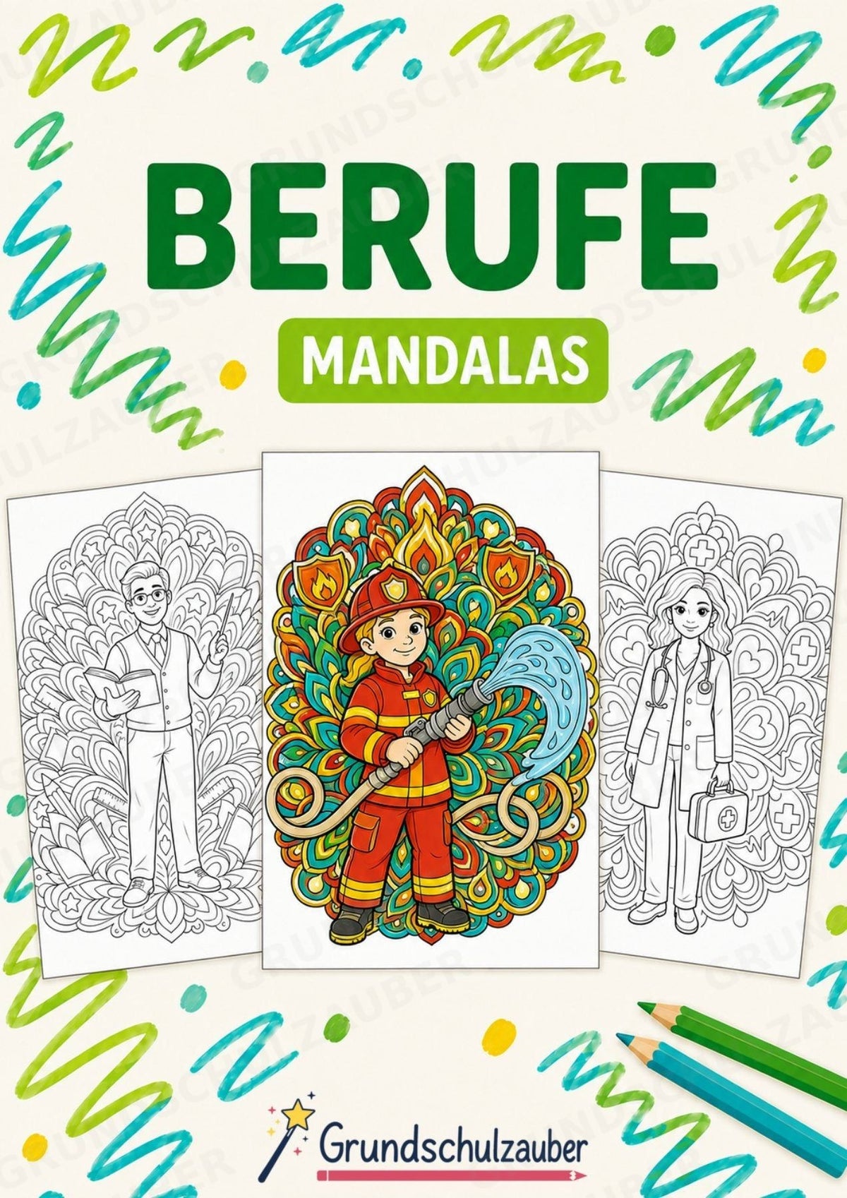 Berufe Mandalas Ausmalbilder – Berufe – 15 Malvorlagen – Cover