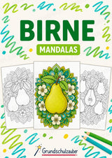 Birne Mandalas Ausmalbilder – Obst – 15 Malvorlagen – Cover