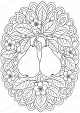 Birne Mandalas Ausmalbilder – Obst – 15 Malvorlagen – Materialseite 3