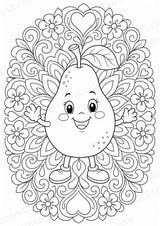 Birne Mandalas Ausmalbilder – Obst – 15 Malvorlagen – Materialseite 6