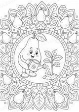 Birne Mandalas Ausmalbilder – Obst – 15 Malvorlagen – Materialseite 10