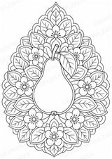Birne Mandalas Ausmalbilder – Obst – 15 Malvorlagen – Materialseite 12