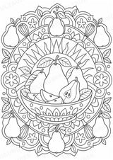 Birne Mandalas Ausmalbilder – Obst – 15 Malvorlagen – Materialseite 14