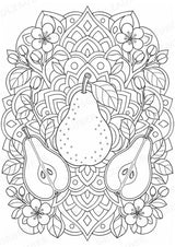 Birne Mandalas Ausmalbilder – Obst – 15 Malvorlagen – Materialseite 16
