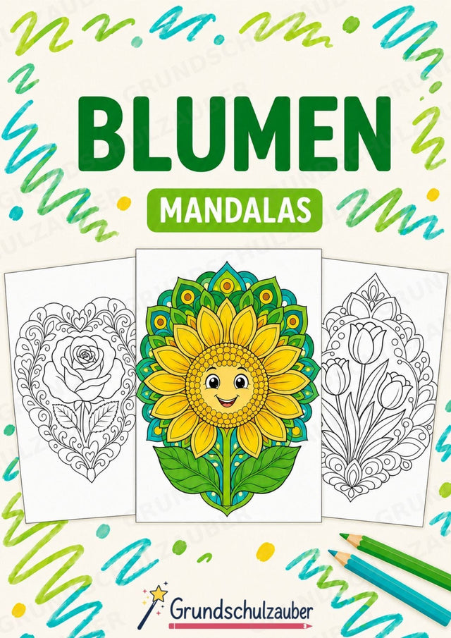 Blumen Mandalas Ausmalbilder – Natur und Pflanzen – 15 Malvorlagen – Cover