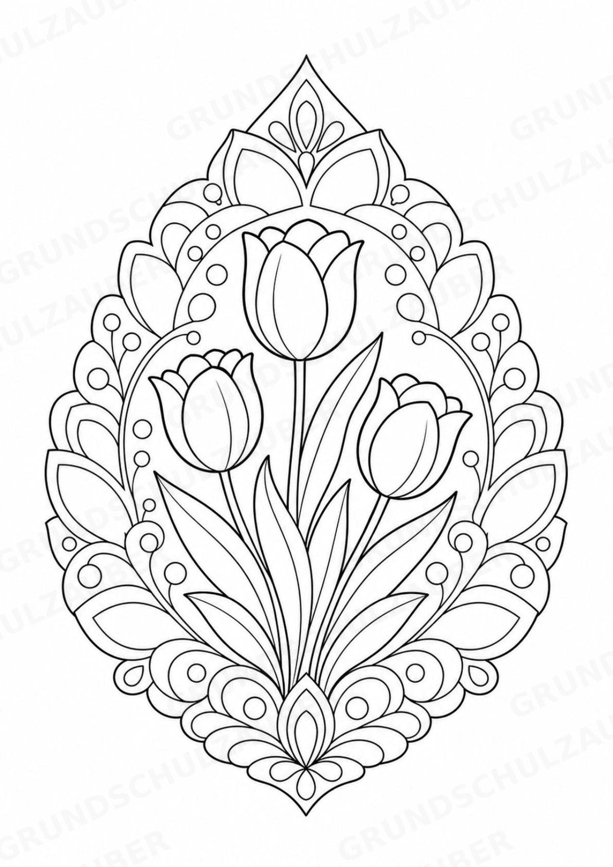 Blumen Mandalas Ausmalbilder – Natur und Pflanzen – 15 Malvorlagen – Materialseite 4