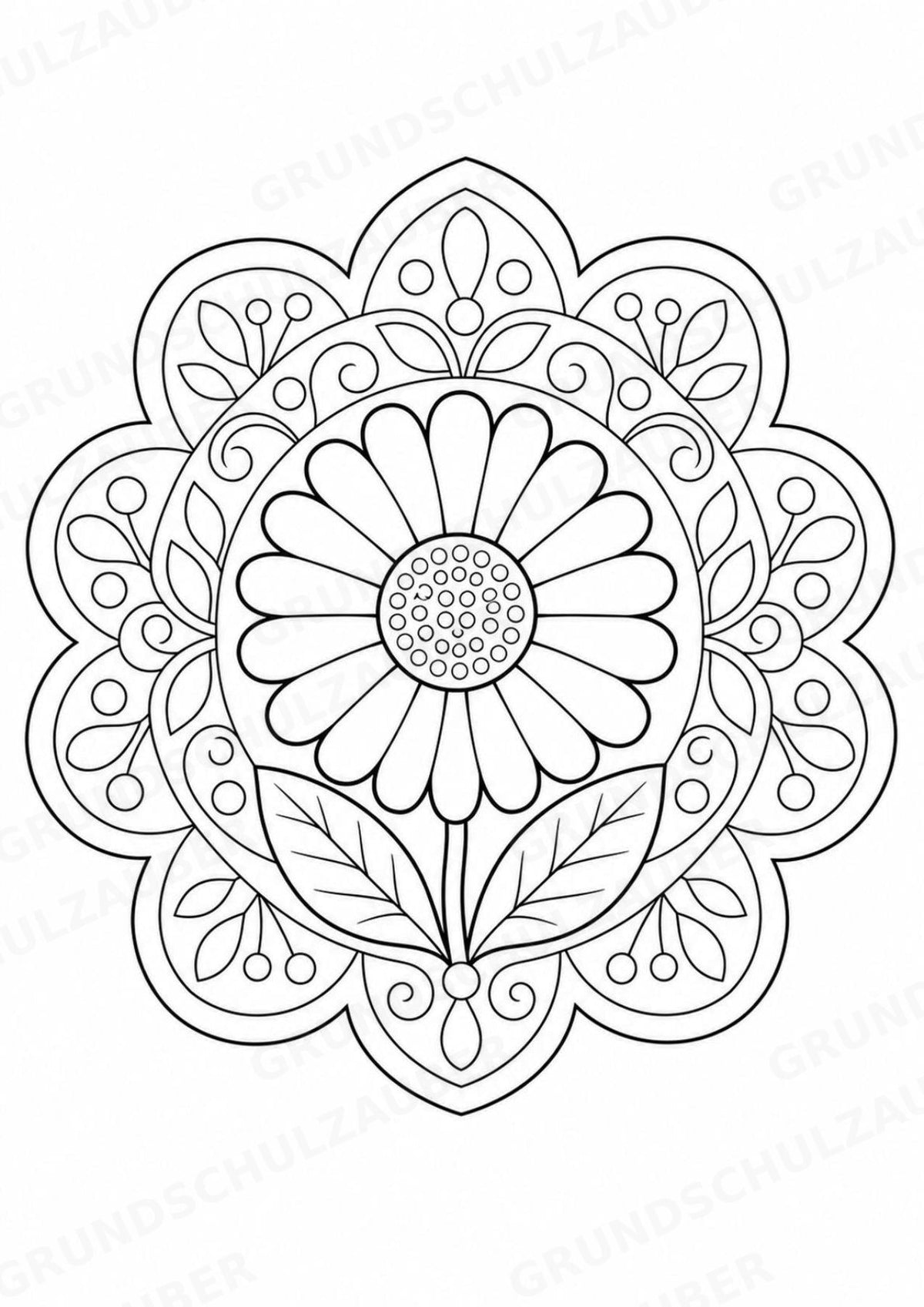 Blumen Mandalas Ausmalbilder – Natur und Pflanzen – 15 Malvorlagen – Materialseite 5