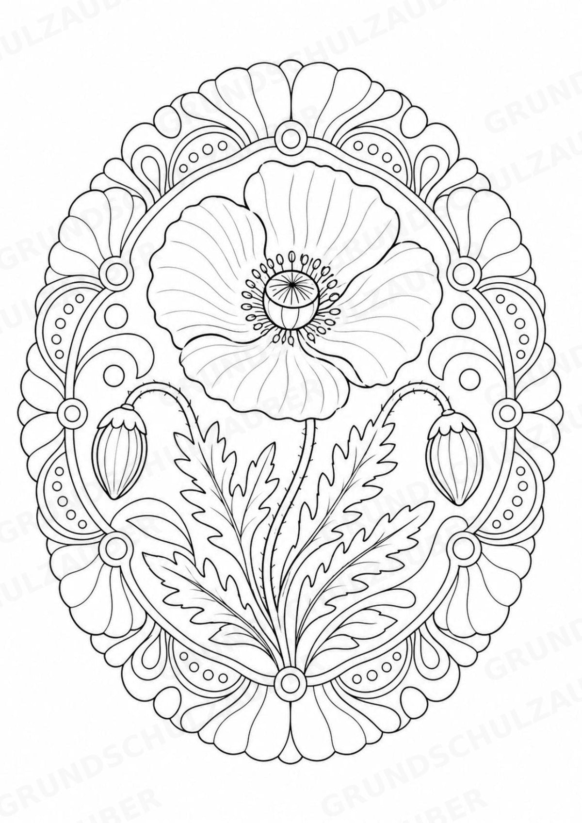 Blumen Mandalas Ausmalbilder – Natur und Pflanzen – 15 Malvorlagen – Materialseite 6