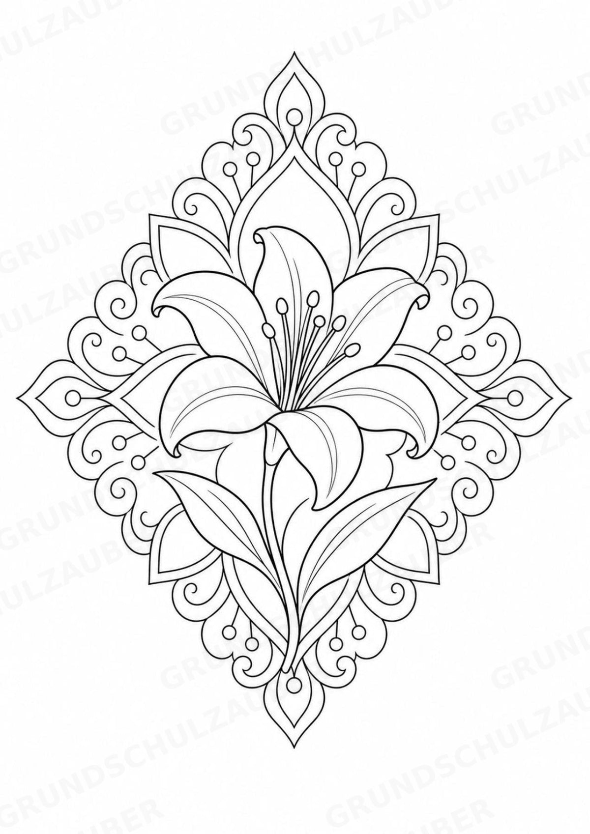 Blumen Mandalas Ausmalbilder – Natur und Pflanzen – 15 Malvorlagen – Materialseite 7