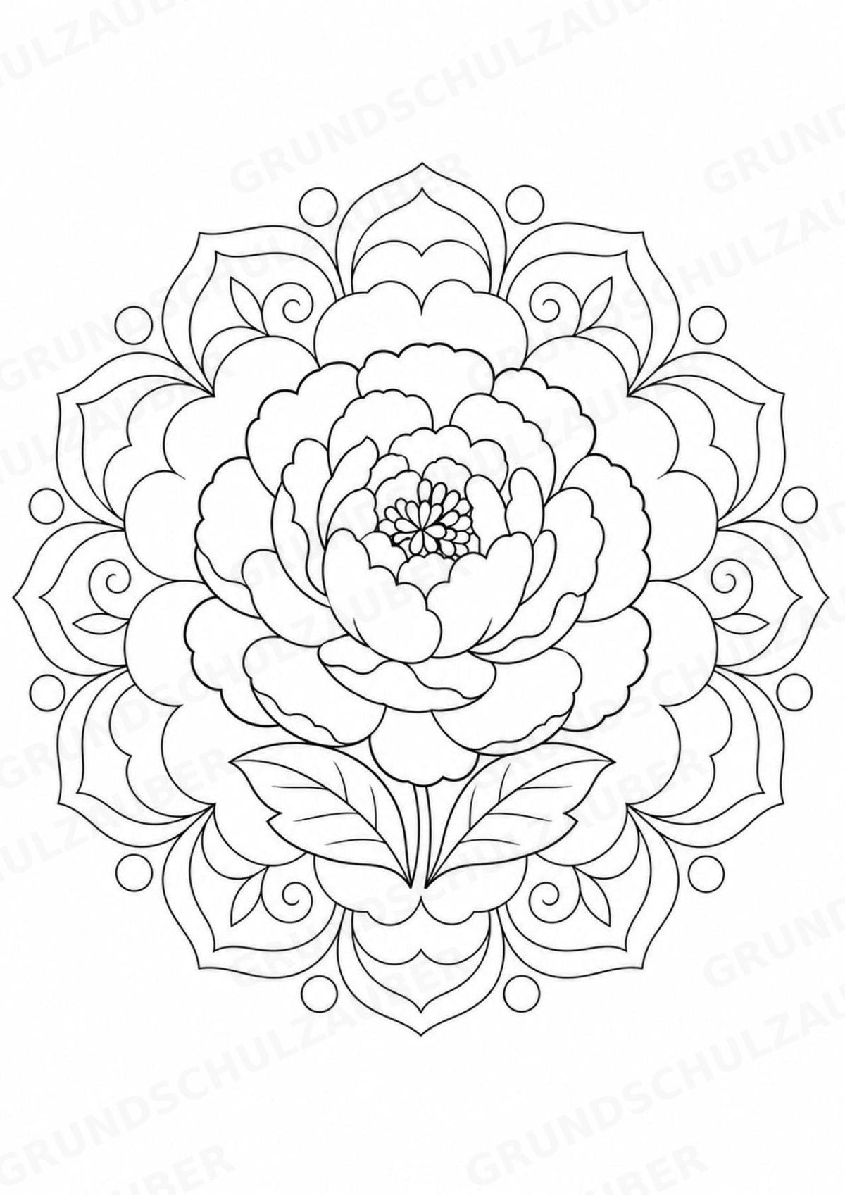 Blumen Mandalas Ausmalbilder – Natur und Pflanzen – 15 Malvorlagen – Materialseite 9