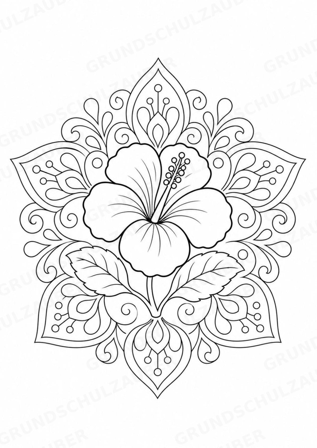 Blumen Mandalas Ausmalbilder – Natur und Pflanzen – 15 Malvorlagen – Materialseite 10
