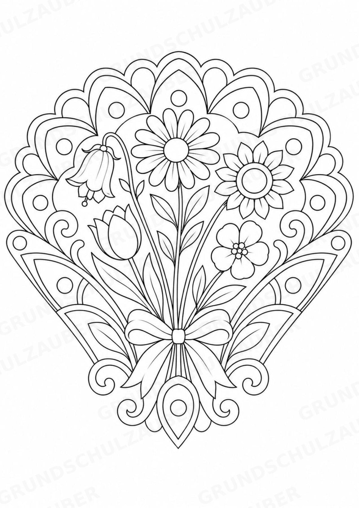 Blumen Mandalas Ausmalbilder – Natur und Pflanzen – 15 Malvorlagen – Materialseite 15