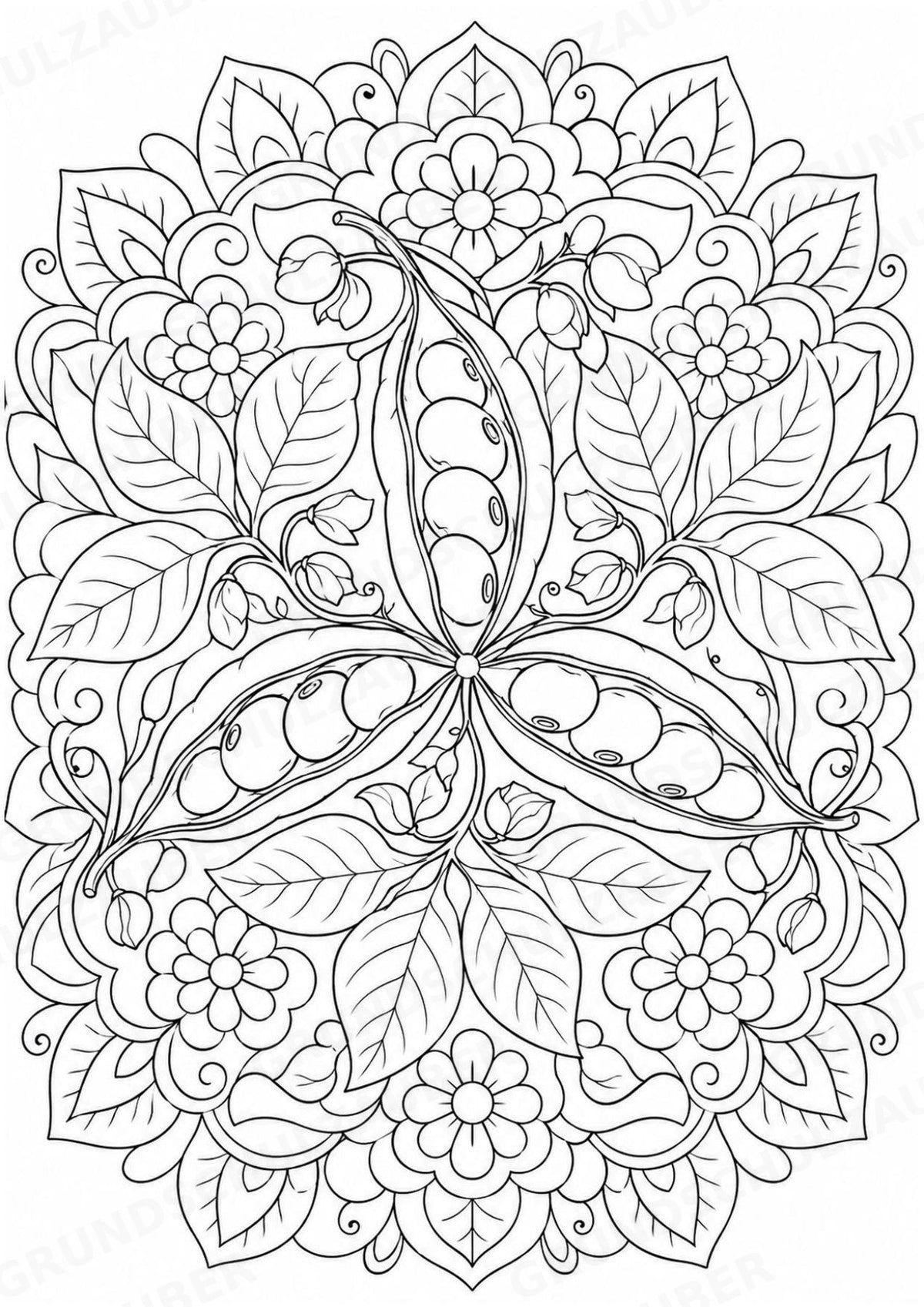 Bohnen Mandalas Ausmalbilder – Gemüse – 15 Malvorlagen – Materialseite 8