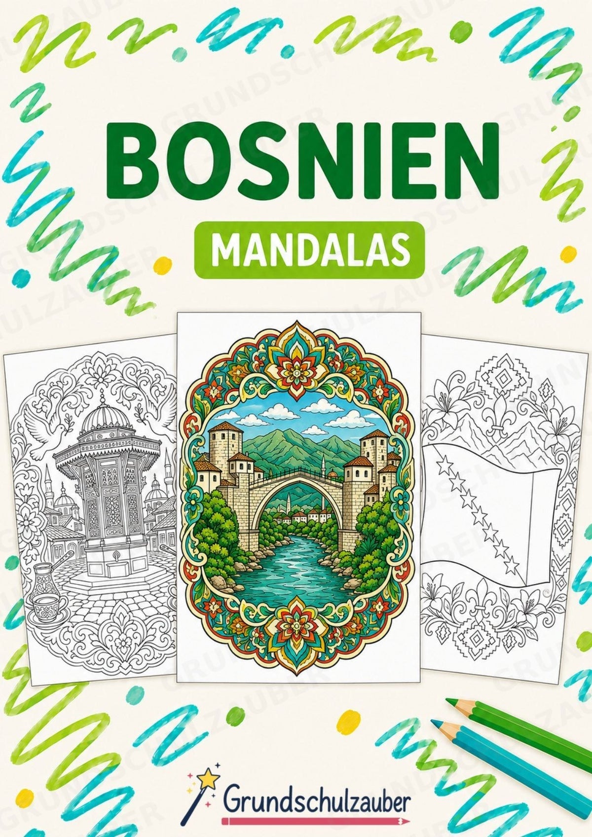Bosnien Mandalas Ausmalbilder – Länder und Kulturen – 15 Malvorlagen – Cover