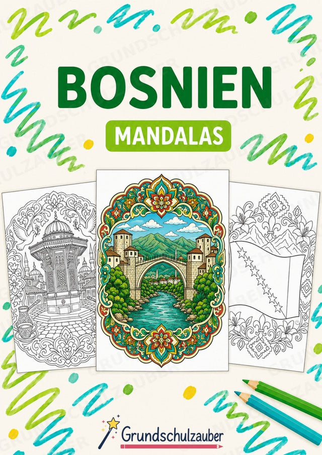Bosnien Mandalas Ausmalbilder – Länder und Kulturen – 15 Malvorlagen – Cover