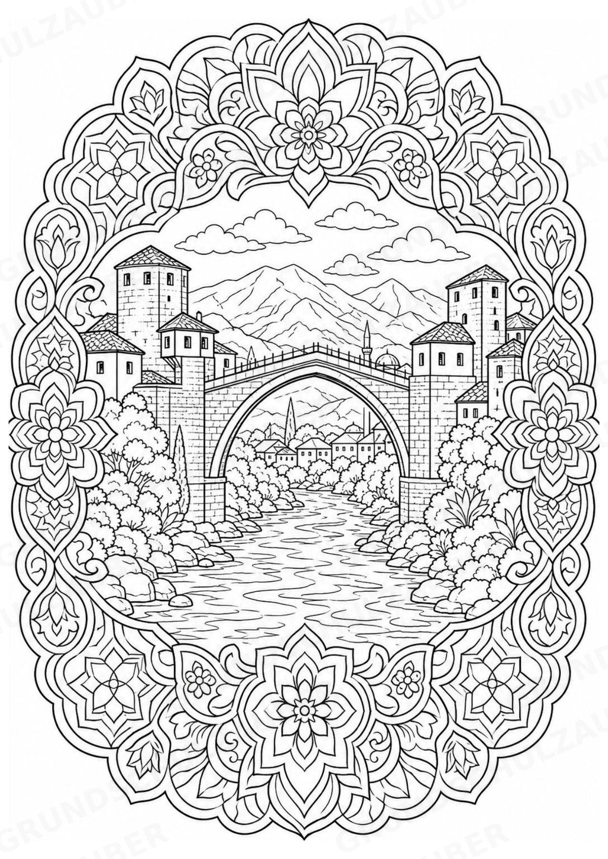 Bosnien Mandalas Ausmalbilder – Länder und Kulturen – 15 Malvorlagen – Materialseite 2